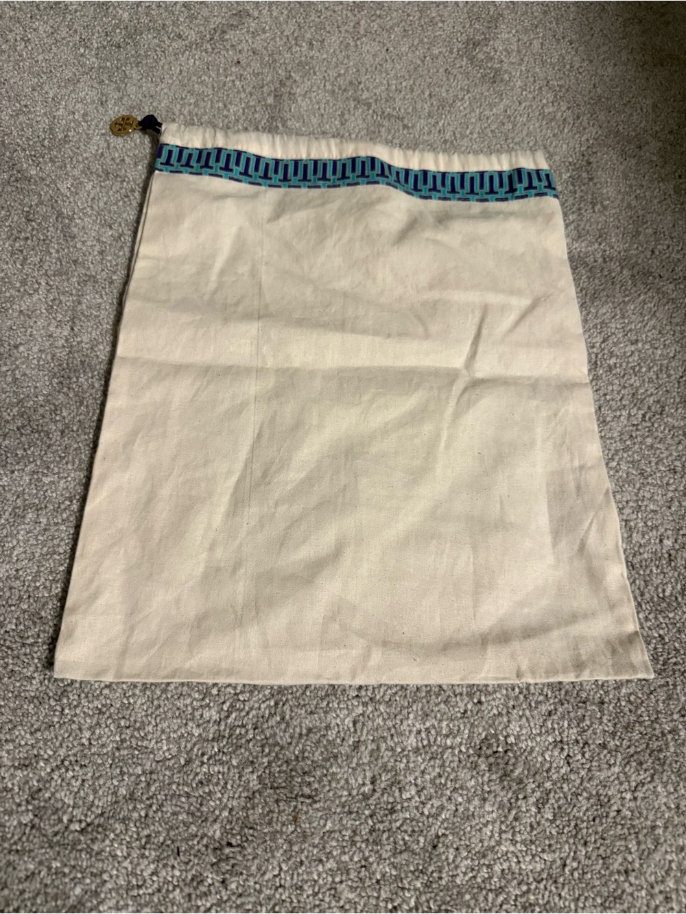 Tory Burch Cream Drawstring Skirt with Blue Trim dustbag
